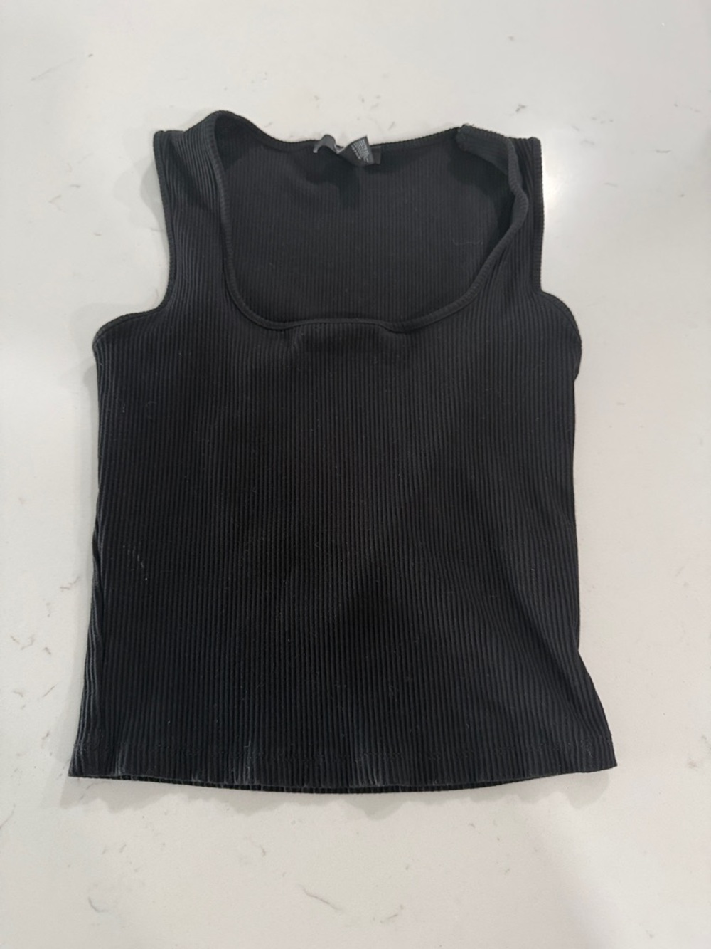 Forever 21 Black Ribbed Scoop Tank Top